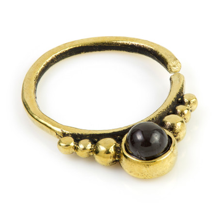 1x Black Onyx Brass Open Ring