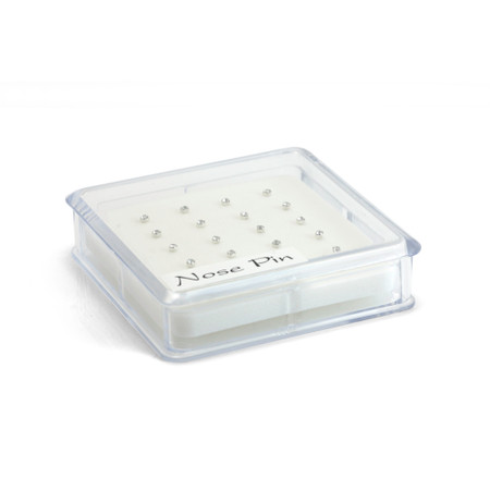 20x Silver Crystal Gems - Straight Ball Back - in Box