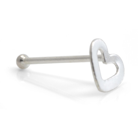 20x Silver Heart Straight Ball Back - in Box