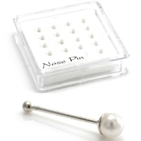 20x Silver Pearl Straight Ball Back - in Box