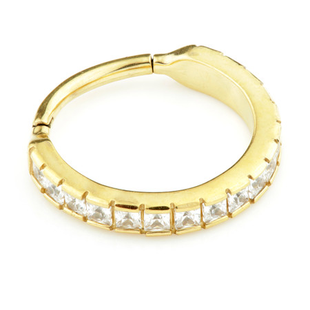24K Gold Steel Hinged Jewelled Conch Ring - GDCONCH4-12