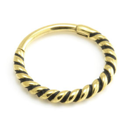 24K Yellow Gold PVD Twisted Hinge Ring Small