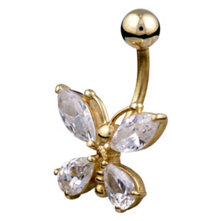 9ct Butterfly Belly Bar