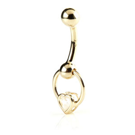 9ct Heart BCR on Belly Bar
