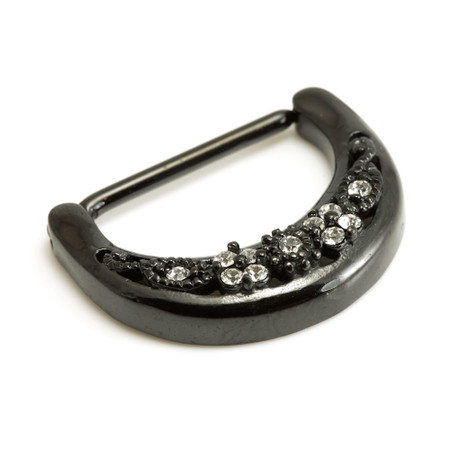 Black Cast Steel Filigree Gems Nipple Clicker