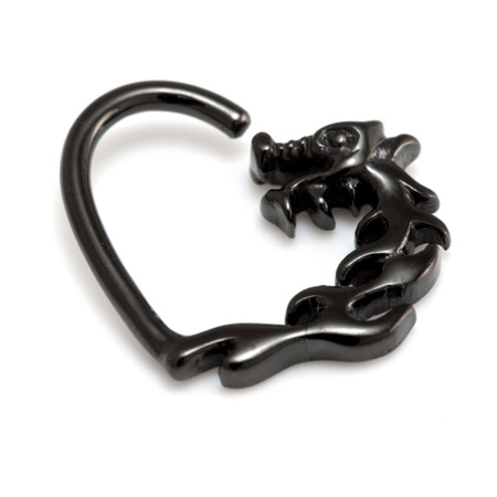 Black Steel Dragon Heart Rings