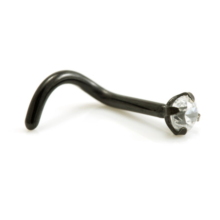 Black Steel Gem Prong Set Nose Stud