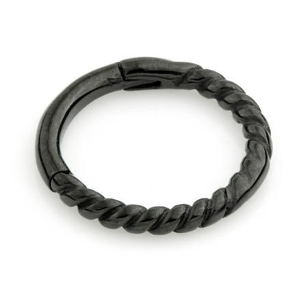 Black Steel Rope Hinge Segment Ring-1