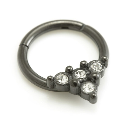 Black Steel Trinity Gems Hinged Ring