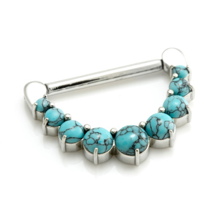 Cast Steel Turquoise Gems Nipple Clicker