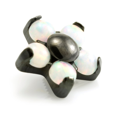 Evil Black Titanium Micro Opal Flower - 5 Petals