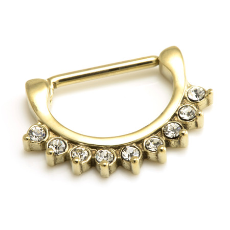 Zircon Gold Steel Gems Nipple Clicker