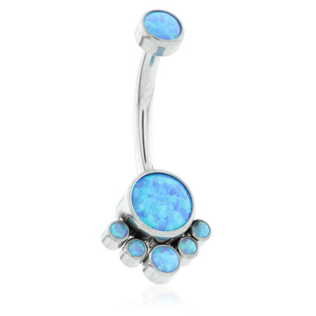 Internal Ti Double Opal Navel with 6 Opal Cluster