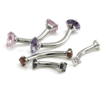 Internal Ti Micro Banana with Double Steel Prong Set Gems