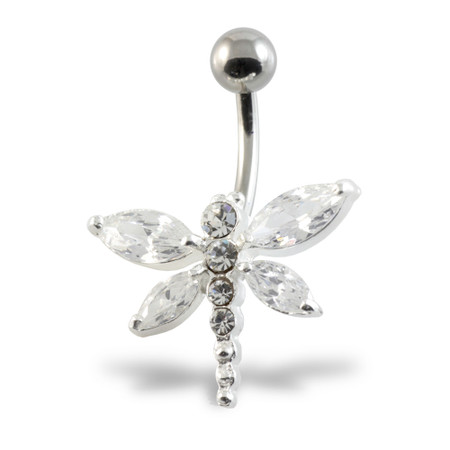 Large Dragonfly Silver & Steel Navel