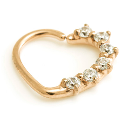 Rose Gold Steel Gem Heart Ring