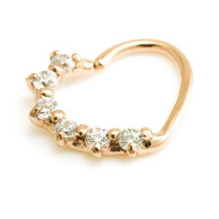 Rose Gold Steel Gem Heart Ring