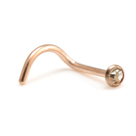 Rose Gold Steel Gem Nose Stud