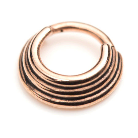 Rose Gold Steel Graduated Hinged Band Ring