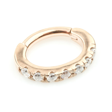 Rose Gold Steel Hinged Pave Gem Rook Ring