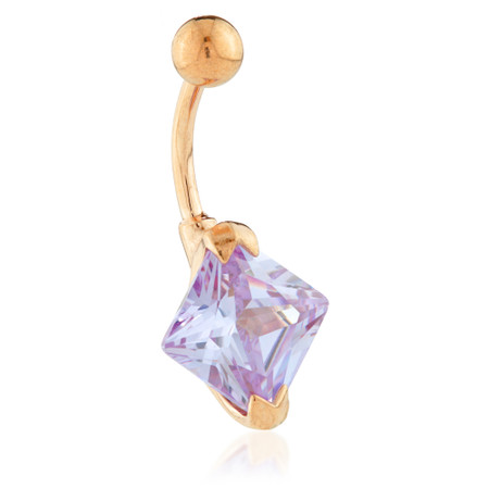 Rose Gold Steel Lavender Gem Navel