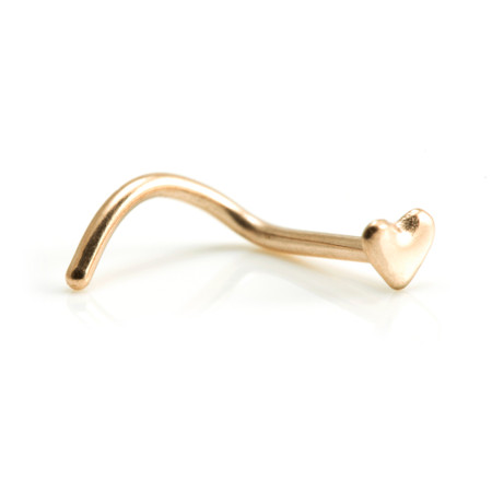 Rose Gold Steel Nose Stud - Heart