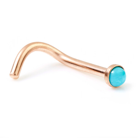 Rose Gold Steel Turquoise Nose Stud