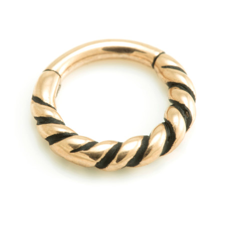 Rose Gold Steel Twisted Hinge Segment Ring