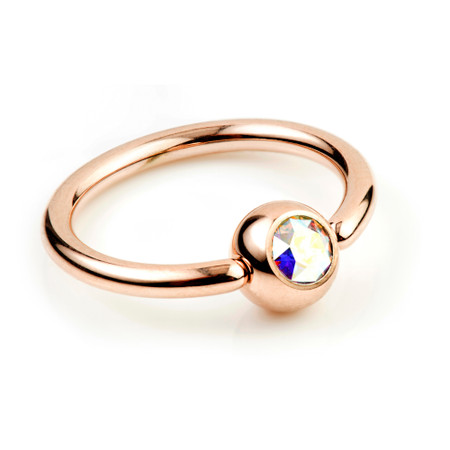 Rose Gold Titanium BCR with Gem Ball - 1.6mm