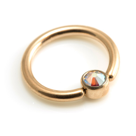 Rose Gold Titanium BCR with Gem Disk - 1.2mm