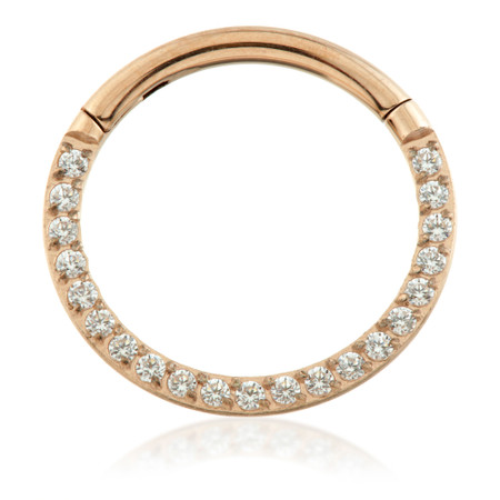 Rose Gold Titanium Front Pavé Gems Hinged Micro Ring