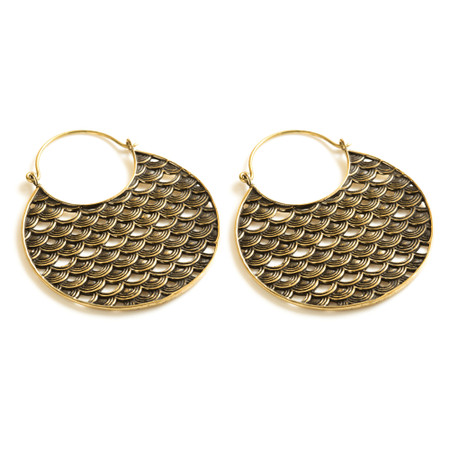 Round Brass Semi Circle Hoop Earrings (Pair)