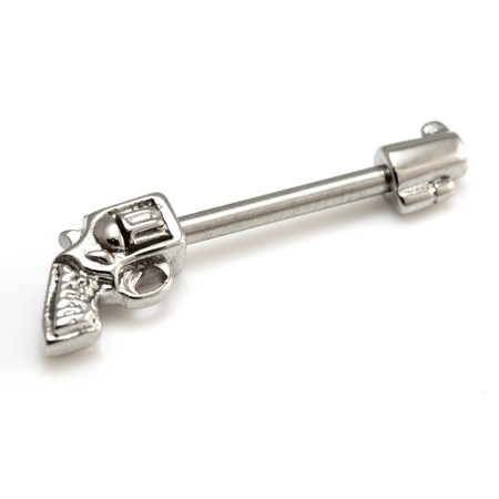 SALE - Silver External Gun Nipple Bar