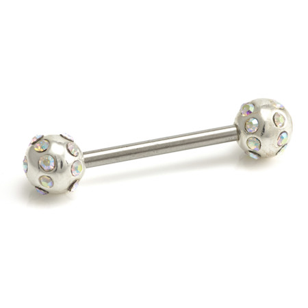 SALE - Silver External Tiffany Ball Nipple Bar