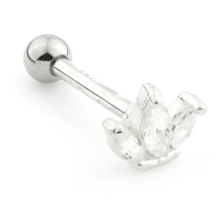 Silver Gem Triple Marquise Flower Steel Microbar