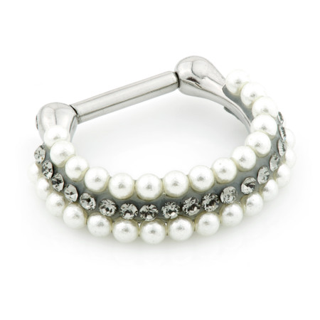 Steel Double Band Pearl Septum Ring