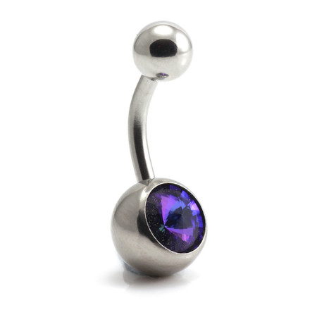 Steel External Single Jewelled Navel -1.6-10-Heliotrope