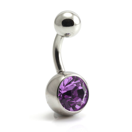 Steel External Single Jewelled Navel -1.6-10-Violet