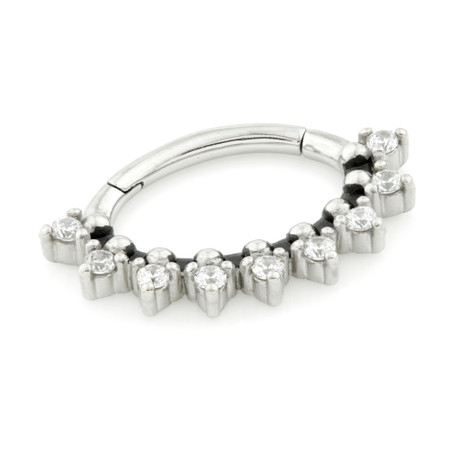 Steel Hinge Multi Gem Daith Ring