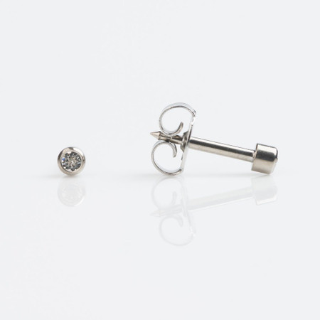 Studex Mini Polished Titanium Crystal White Bezel Studs - Pack of 12