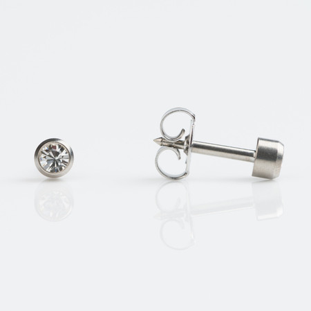 Studex Regular Polished Titanium Bezel April Studs - Pack of 12 Studex Regular Polished Titanium Bezel April Studs - Pack of 12