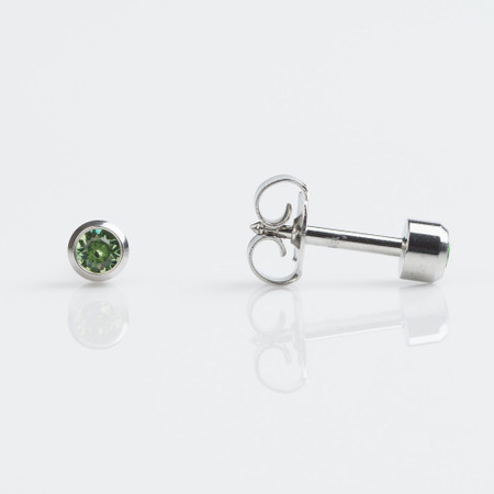 Studex Regular Stainless Peridot (August) Bezel Studs - Pack of 12