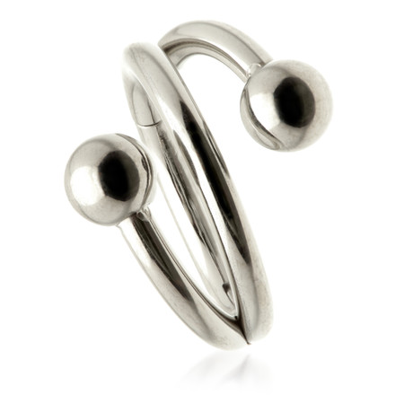 Ti Couture Coiled Shape with Ball Ends Hinged Ring