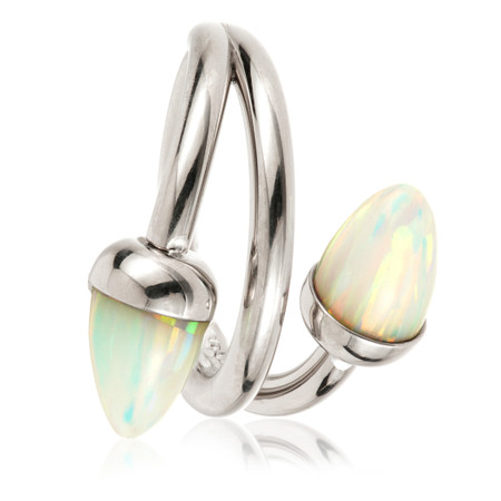 Ti Couture Coiled Shape with Cone Opal Ends Hinged Ring