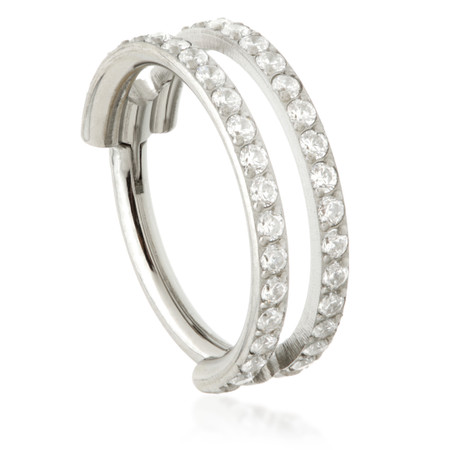 Ti Couture Double Band Pavé Hinged Ring