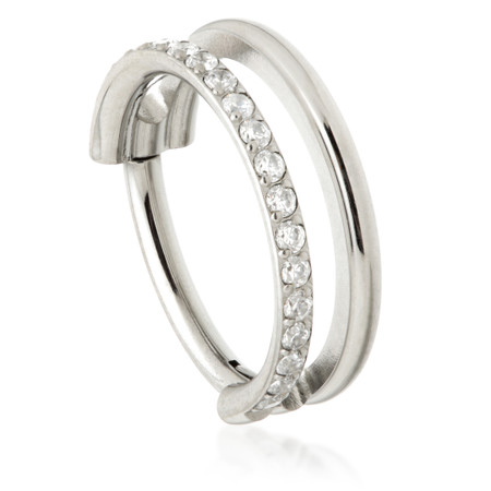 Ti Couture Double Band Pavé Side Hinged Ring