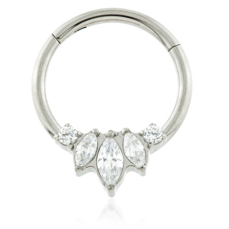 Ti Couture Forward Facing Marquise Gem Hinged Ring