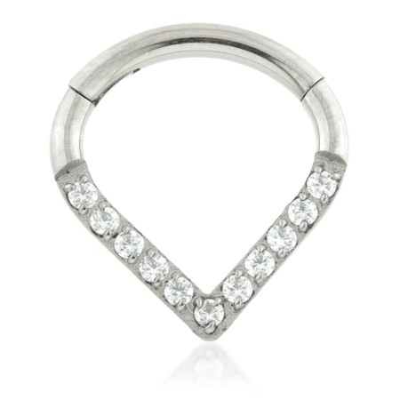 Ti Couture Front Facing Jewelled Pavé Wishbone Hinged Ring