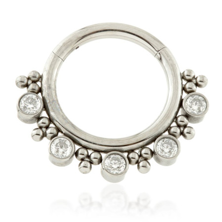 Ti Couture Front Facing Jewelled Tribal Bead Cluster Hinged Ring