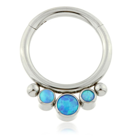 Ti Couture Front Facing Triple Bezel Opal Hinged Ring